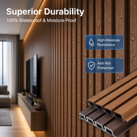 Panneau mural rainuré en WPC teck de luxe, imperméable, pour décoration intérieure, bardage composite en bois pour salon moderne