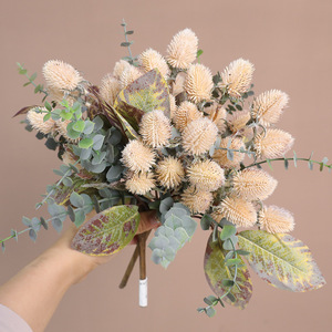 Bouquet de fleurs artificielles Banksia Ruilisi, eucalyptus orange, décoration d'intérieur, arrangement pour vase de table dans le salon - Product Image 3
