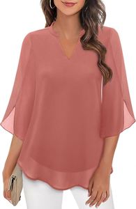 Camicetta Estiva Casual da <span class=keywords><strong>Donna</strong></span> 2026 Nuova con Maniche a Petalo, Scollo a V Ampio in Chiffon - Product Image 6