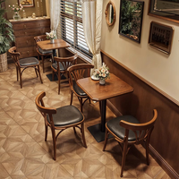 Meubles commerciaux rétro personnalisés, banquettes en bois et cuir pour restaurant, canapé pour café, table à manger antique pour dessert, chaises