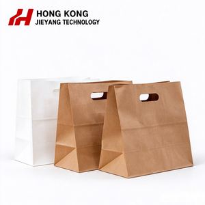 Bolsas de Papel Kraft con Asas Troqueladas, Ecológicas, Biodegradables, Reciclables, con Logotipo Personalizado Impreso, Impermeables, para Comestibles, Panadería y Regalos - Product Image 1