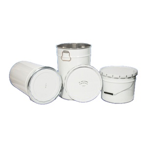 Seaux coniques en fer blanc personnalisables de 305 mm avec couvercle à cosse ou couvercle à loquet annulaire et capacité totale de 13,5 à 27 lt. - Product Image 1