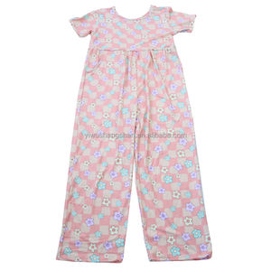 Monos de manga corta para bebés y niños, monos de seda de leche con estampado Floral personalizado de longitud completa Boutique <span class=keywords><strong>Pone</strong></span> <span class=keywords><strong>Piece</strong></span>, monos para niñas - Product Image 4