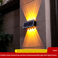 Lampe murale solaire moderne étanche en ABS, double projecteur haut et bas, zéro énergie, pour décoration extérieure de maison