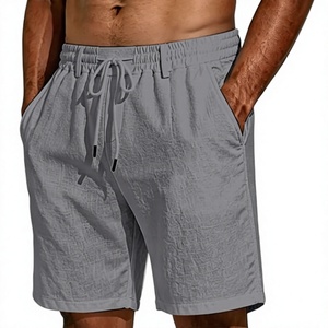 Shorts décontractés pour hommes en lin français 100 % léger, séchage rapide, anti-UV, respirant, pour l'été, la plage, les vacances, le yoga - Product Image 3