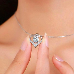 CAOSHI dulce niñas regalo amor corazón forma mujeres Bling Zircon piedra plateado caja cadena lindo hueco corazón señoras collar - Product Image 3