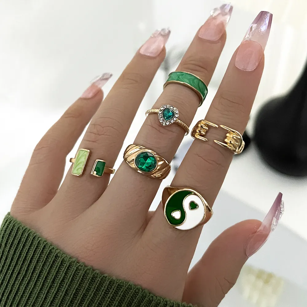 Sindlan 6 Buah Set Knuckle Midi Ring Set Emas Vintage Fashion Rings untuk Wanita