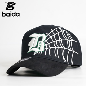 Gorra de Béisbol Snapback de 5 Paneles de Alta Calidad ODM OEM con Bordado 3D Luminoso de Telaraña, Gorra de Gamuza - Product Image 1