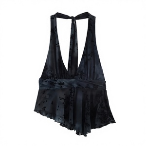 Débardeur Vintage Tissé Sans Bretelles Col Halter Sans Manches Printemps 2026 Respirant Écologique Vêtements Femme - Product Image 2