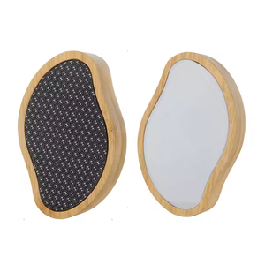 Outil de soin des pieds portable 2 <span class=keywords><strong>en</strong></span> 1, mini lime à pieds double face <span class=keywords><strong>en</strong></span> <span class=keywords><strong>verre</strong></span> nano et bois de bambou, lime à pieds jetable pour éliminer les callosités, 80 # - Product Image 1