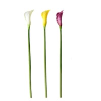 S-0024 Fleurs artificielles de lys calla blancs et violets en PU effet toucher réel de haute qualité pour décoration de mariage et de maison