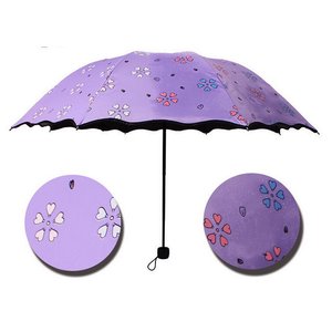 <span class=keywords><strong>Paraguas</strong></span> Mágicos con Estampado de Flores que Cambian de Color con el Agua, Protección UV, <span class=keywords><strong>Plegable</strong></span> en 3 Secciones, para Mujer, Diseño de Diseñador, 2 Compras - Product Image 4