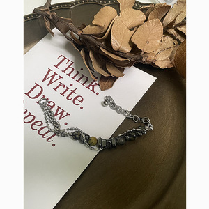 Thời trang hạt của vết nứt và Hematit đá tự nhiên thép không gỉ cực Chuỗi Vòng Đeo tay quyến rũ phụ nữ người đàn ông Quà Tặng stb060 - Product Image 4