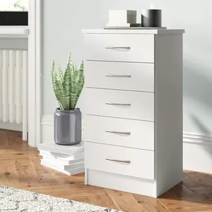 白色木制时尚橱柜储物柜梳妆台5抽屉卧室家具
