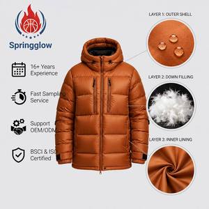 Veste matelassée à capuche orange pour homme, imperméable, coupe-vent, <span class=keywords><strong>doudoune</strong></span> <span class=keywords><strong>d</strong></span>'hiver, logo personnalisé OEM, vente en gros, veste en <span class=keywords><strong>duvet</strong></span> YKK pour homme - Product Image 3