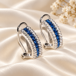 Orecchino a polsino geometrico blu da donna, design semplice, accessori per l'orecchio da indossare tutti i giorni - Product Image 4