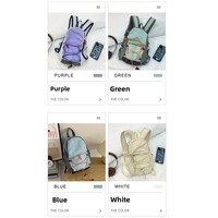 Sac à dos en polyester léger de style coréen japonais sac d'école de pique-nique mignon conception de logo de bloc de couleur à la mode pour les étudiants
