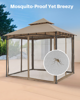 Tente de jardin extérieure en gros avec toit à double niveau et moustiquaire amovible, abri de patio à structure en acier pour usage en arrière-cour