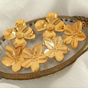 Pendientes de Flor de Acero Inoxidable 316L con Baño de Oro PVD de 18k, Joyería de Moda Vintage de Alta Calidad, Sin Deslustre, para Mujer - Product Image 1