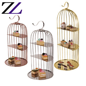 Bankett Hochzeit Cupcake Dekorationen liefert Roségold Silber Metall 3 Ebenen Nachmittags tee Vogelkäfig Dessert Display Kuchenst änder