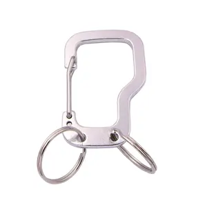 China original factory wholesale new style aluminum 6 cm wire gate carabiner clip with 2 key rings as key holder or key chain