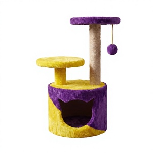 Amistar Azure Rainbow Classic Jute Cat Tree - Arbre à chat d'intérieur haut de gamme à 3 niveaux, écologique, avec poteau en sisal coloré et carton ludique - Product Image 1