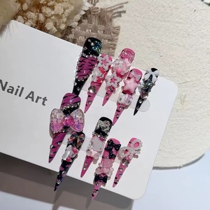 Venta al por mayor hecho a mano Stiletto largo prensa en las <span class=keywords><strong>uñas</strong></span> 3D Hello Kitty <span class=keywords><strong>Rosa</strong></span> <span class=keywords><strong>cebra</strong></span> diseño acrílico personalizado <span class=keywords><strong>uñas</strong></span> artificiales - Product Image 3