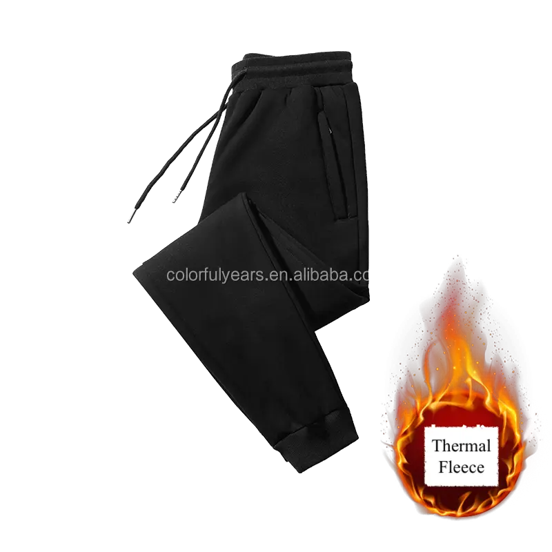 2021 Winter men sport pants black and gray with fleece inside Thermal