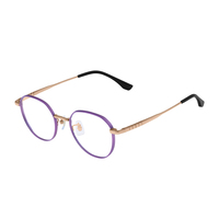 Monturas de Gafas Ópticas Modernas Minimalistas de Titanio IP en Oro Púrpura Brillante, Estilo de Diseñador para Mujer, OEM ODM