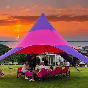 Tente de camping extérieure en forme d'étoile arc-en-ciel, hexagonale et triangulaire, avec protection UV et design pare-soleil - Product Image 6