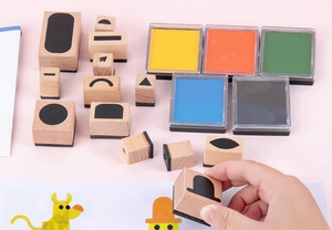 Drôle DIY Dessin Forme Jouet Éducatif Maternelle <span class=keywords><strong>Montessori</strong></span> Coloré <span class=keywords><strong>Timbres</strong></span> en Bois pour Enfants Cadeau - Product Image 6
