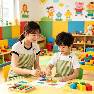 Tablier en coton et lin pour parents et enfants, taille unique, rayures, double poches, réglable, pour la cuisine, les travaux ménagers, quatre saisons - Product Image 2