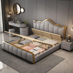 Meubles de chambre à coucher modernes en cuir fonctionnels pour le rangement, lits de massage, ensemble de draps de <span class=keywords><strong>lit</strong></span> - Product Image 4