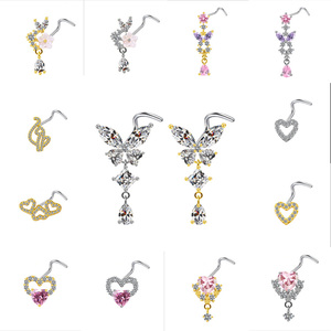 Gaby नई क्रिस्टल स्वास्थ्य नाक नाक भेदी स्टेनलेस स्टील के साथ प्राकृतिक पत्थर नाक के छल्ले अंगूठी थोक थोक भेदी गहने - Product Image 4