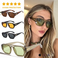 Lunettes de soleil aviateur rétro à double pont, monture carrée verte, style vintage, avec logo personnalisé, prix de gros fabricant pour femmes
