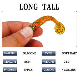 Leurre souple en silicone cristal en forme de queue de cheval 8 cm 2,8 g pour la pêche au bar, leurre de fond, ver artificiel, micro-leurre de pêche - Product Image 5