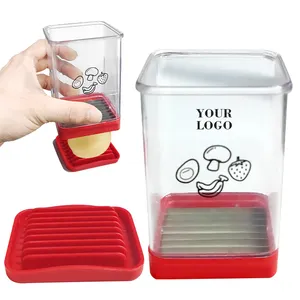 Handheld Fruit Cup Chopper Cutter Mini Slicer Strawberry Cutter Cup Slicer for Strawberries, Egg Banana with Push Plate