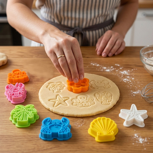 <span class=keywords><strong>Emporte</strong></span>-pièces et tampons 3D d'animaux marins d'été : crabe, pieuvre, coquillage, étoile de mer, écrevisse – Moules à biscuits en plastique - Product Image 3