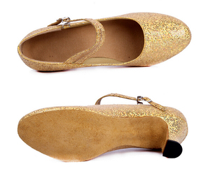 נעלי ריקוד לטיני לנשים עם רצועת Y, בד מבריק בצבע בהתאמה אישית, סוליה חיצונית מזמש נגד החלקה, סיטונאי - Product Image 6