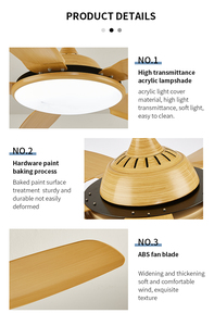 Màu trắng 5 ABS Blades về phía trước ngược gió điều khiển từ xa LED quạt trần với ánh sáng đồng DC động cơ - Product Image 3