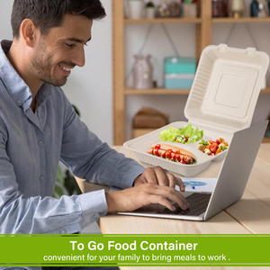 Boîte à lunch en pulpe moulée compostable pour sushi et burgers, emballage écologique jetable en pulpe de canne à sucre, vente en gros - Product Image 2