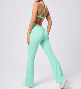 Phụ Nữ Của Nén Trọng Lượng Nhẹ V Cắt Yoga Quần Nhanh Chóng Làm Khô Bốn Cách Căng Liền Mạch Crop Top Áo Ngực Thoáng Khí Thiết Lập Ngắn - Product Image 4