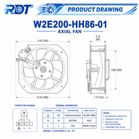 Ventilateur axial AC W2E200-HH86-01, solution de ventilation, équipement industriel, application de refroidissement des équipements industriels