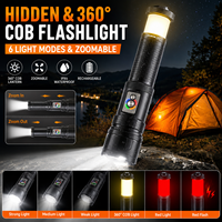 Lampe torche LED 10000 lumens 30W 18650, zoom 10 km, type-C, COB, lampe de poche tactique de camping, lampe torche LED haute puissance