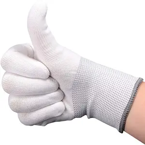 Nylon White Work Gloves Stretchy Full Finger Work Gloves Anti-Static Non-Slip Gloves For Washing Car Care Household Cleaning