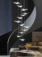 Lustre en fer forgé moderne, simple et élégant, style nordique, pour escalier, salon duplex, appartement, villa, loft, avec suspension longue et rotative