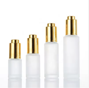 Glass Dropper <b>Bottle</b> Cylinder Shape Clear Body Gold Cap Skin Care Serum Container 10ml - Product Image 2