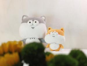 OEM/ODM Peluche de <span class=keywords><strong>chien</strong></span> gris de 8 pouces Visage potelé mignon avec yeux de poisson rouge Machine à griffes Jouets en peluche remplis de coton PP - Product Image 3