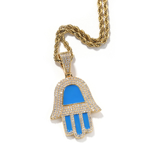 Collana con ciondolo a forma di capra in stile hip-hop alla moda, con zirconi e smalto <span class=keywords><strong>Hamza</strong></span> - Product Image 3
