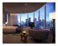 Ventanas de Aluminio de Doble Acristalamiento Estilo Americano Personalizadas, Insonorizadas, con Rotura de Puente Térmico, para Proyectos Hoteleros, Ventana Grande de Vidrio